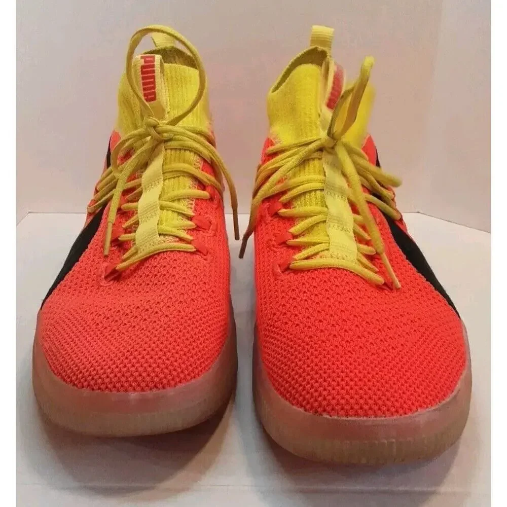 Puma Men's 10.5 Clyde Court Running Sneaker Neon Orange Yellow Hi-top Sneaker